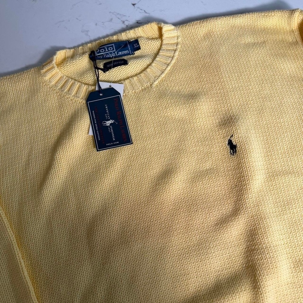 Polo Ralph Lauren Men's XL Yellow Crewneck Cotton Sweater Pony Logo NWT